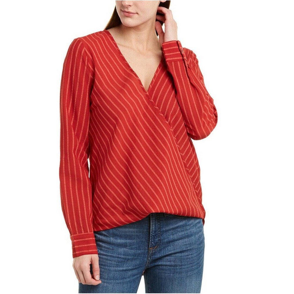 BCBGMaxAzria Venetian Red Wrap Blouse Top